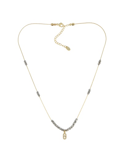 [C420] Gold and Silver Necklace  with Pendant