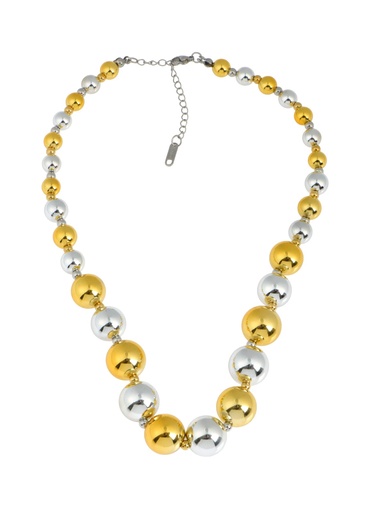 [C413] Gold and Silver Spheres Necklace