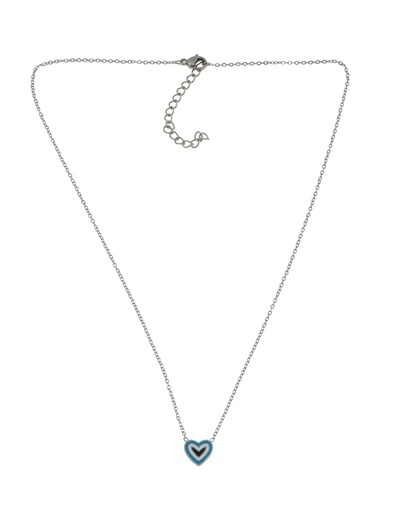 [C405] Blue and Black Heart Necklace