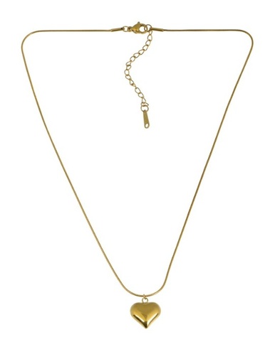 [C416] Smooth Golden Heart Necklace
