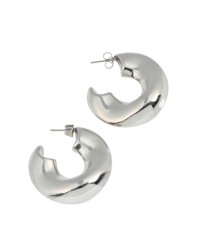 [ART004] Thick silver half moon hoops